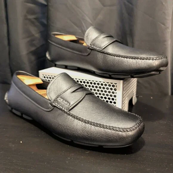 Prada Shoes Prada Mens Saffiano Leather Penny Drivers Loafers